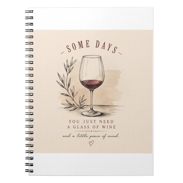 Vintage Wine Lover Notelock |  Red Wine Design Notebook (Front)