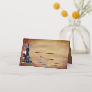 Vintage Wine Rustic Wedding Reception Place Card