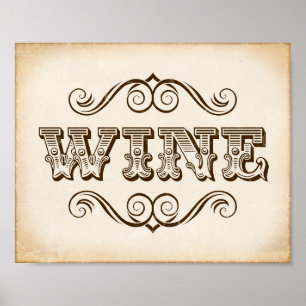Vintage WINE Sign Print