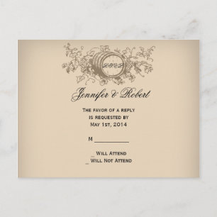 Vintage Winery Wedding RSVP Invitation Postcard