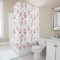 Vintage Winged Cherub Angels Flowers Red Toile