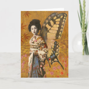 Vintage Winged Geisha Greetings Card
