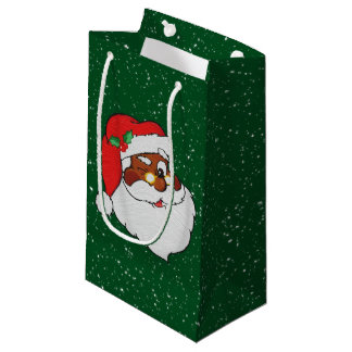 Vintage Winking Black Santa Pop Art Small Gift Bag