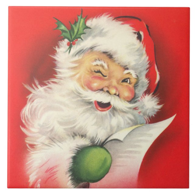 Vintage Winking Santa Claus Tile (Front)