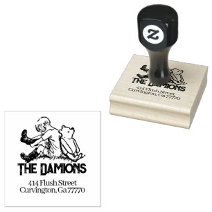 Vintage Winnie Pooh Custom Address Rubber Stamp