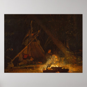 Vintage Winslow Homer Camp Fire Poster