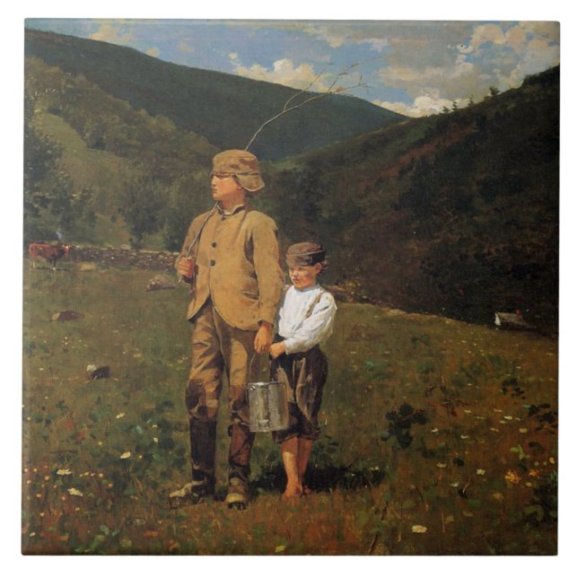 Vintage Winslow Homer Crossing the Pasture Ceramic Tile (Front)