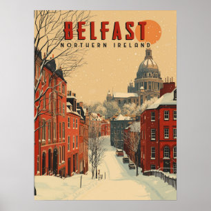 Vintage Winter Belfast Travel  Poster