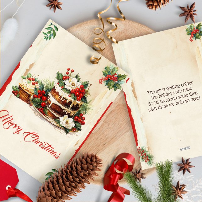 Vintage Winter Berries Botanical Merry Christmas  Holiday Card (Creator Uploaded)