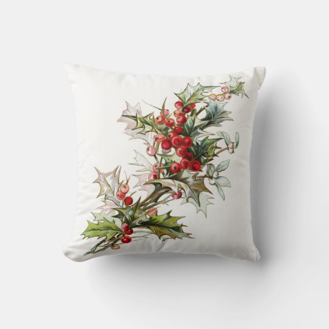 Vintage Winter Berries Cushion (Front)