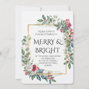 Vintage Winter Botanical Christmas Elegance Invitation