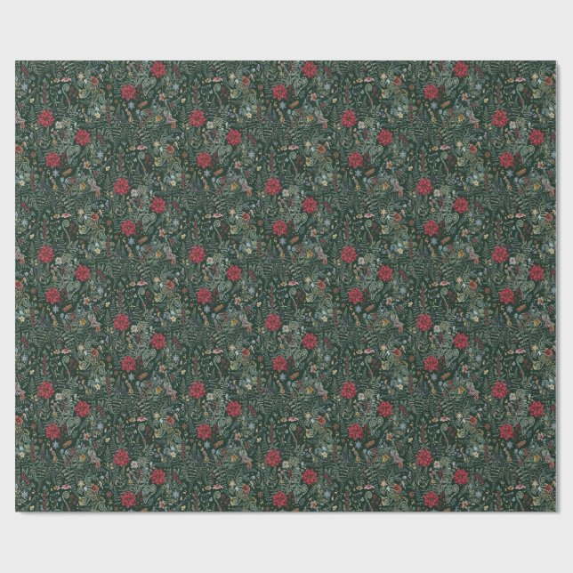 Vintage Winter Botanical Wrapping Paper (Flat)