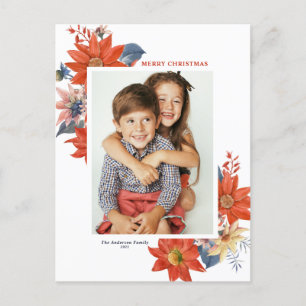 Vintage Winter Botanicals Merry Christmas Photo Holiday Postcard