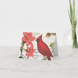 vintage winter cardinal holiday card