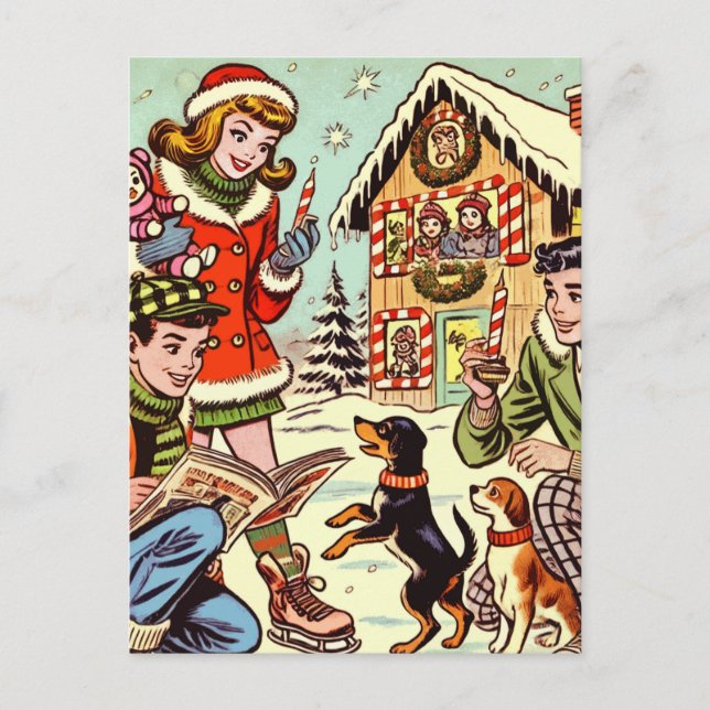 Vintage Winter Chistmas Comics Postcard (Front)