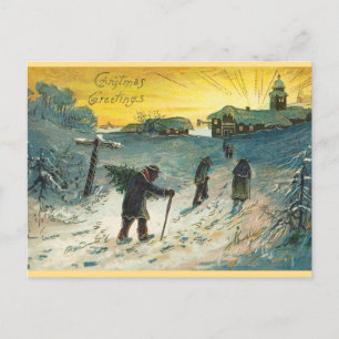 Vintage Winter Christian Church Christmas  Postcard