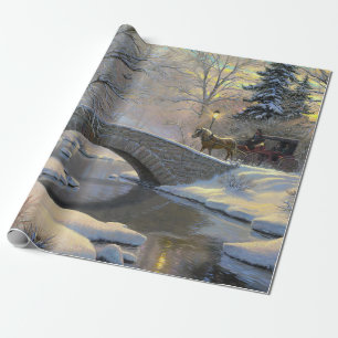 Vintage Winter Christmas by horse and carriage Wrapping Paper