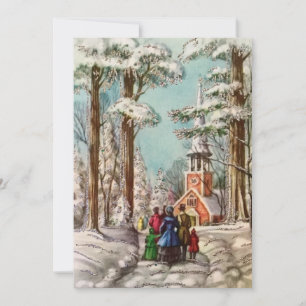 Vintage Winter Christmas Church Holiday Card