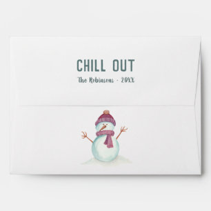 Vintage Winter Christmas Snowman Envelope