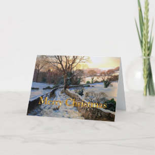Vintage Winter Christmas snowy landscape Holiday Card