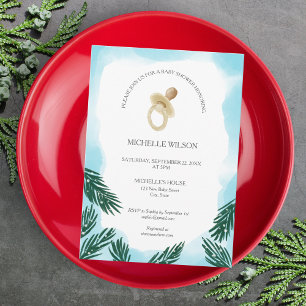 Vintage Winter Christmas Tree Baby Shower Invitation