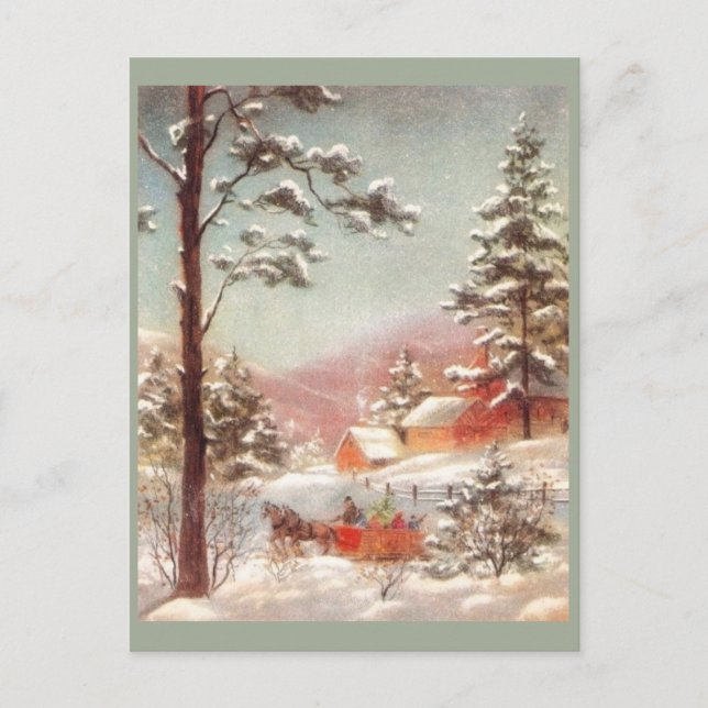 Vintage Winter Country Scene Postcard (Front)