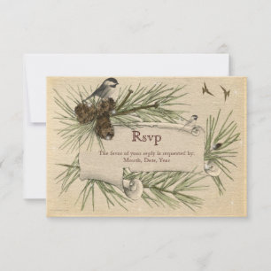 Vintage Winter Country Wedding RSVP Card