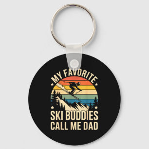 Vintage winter dad saying favourite ski buddies key ring
