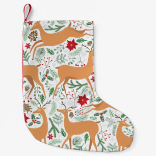 Vintage winter deer seamless pattern. Christmas ba Small Christmas Stocking