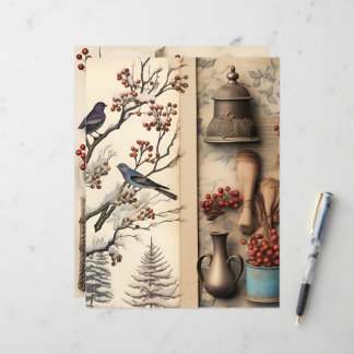 Vintage Winter Ephemera Scrapbook Paper