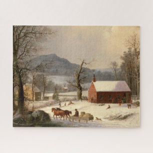 Vintage Winter Farm house Jigsaw Puzzle