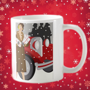 Vintage Winter Fashion Illustration Elegant 1920s Coffee Mug