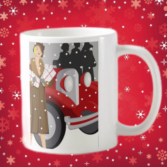 Vintage Winter Fashion Illustration Elegant 1920s Coffee Mug (Creator Uploaded)