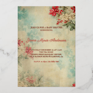 Vintage Winter Floral Christmas Baby Shower