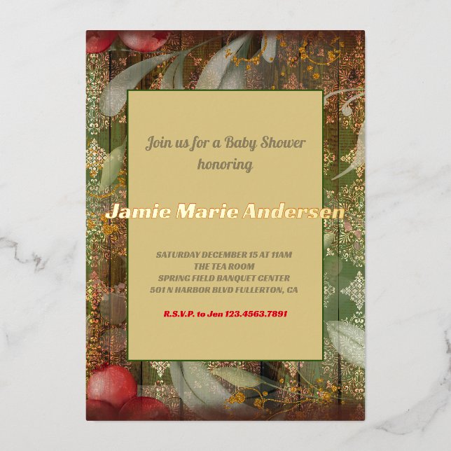 Vintage Winter Floral Christmas Baby Shower  (Front)