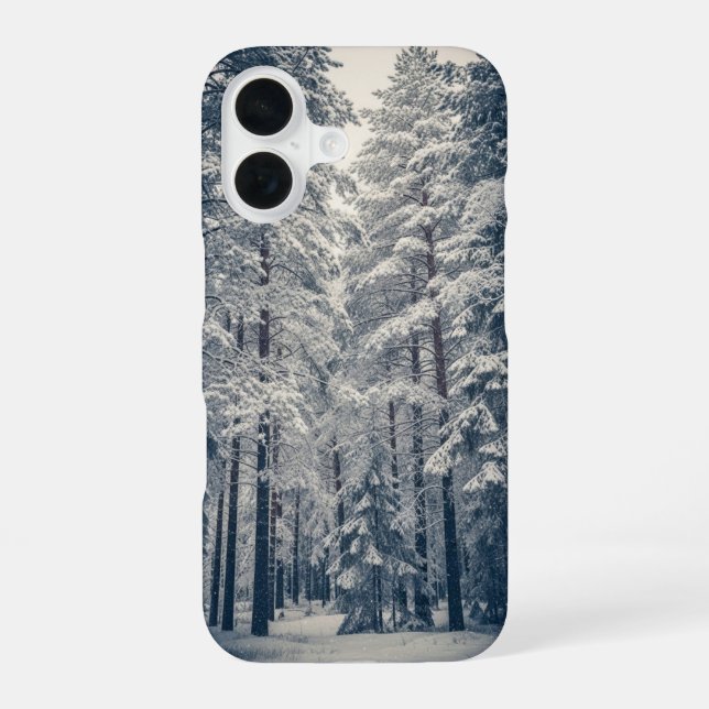 Vintage Winter Forest iPhone 16 Case (Back)
