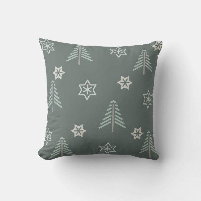 Vintage Winter Forest Pattern Dark Cushion (Front)