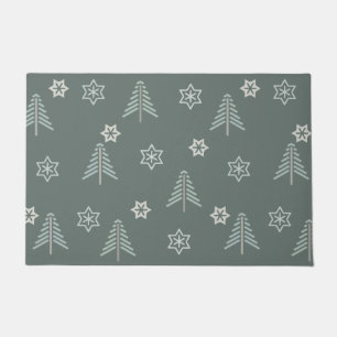 Vintage Winter Forest Pattern Dark Doormat