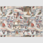 Vintage Winter Fun Christmas Collage Tissue Paper<br><div class="desc">This fun and festive seamless design features a collage of vintage winter merriment including children engaged in snowball fights and tobogganing in snow-covered forests and rustic village lanes with warm Christmas wishes.</div>