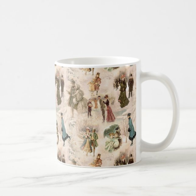 Vintage Winter Fun Snow Scenes Coffee Mug (Right)
