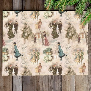 Vintage Winter Fun Snow Scenes Tissue Paper