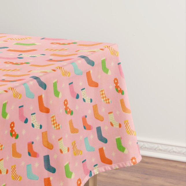 Vintage Winter Geometric Socks Star Tablecloth (In Situ)