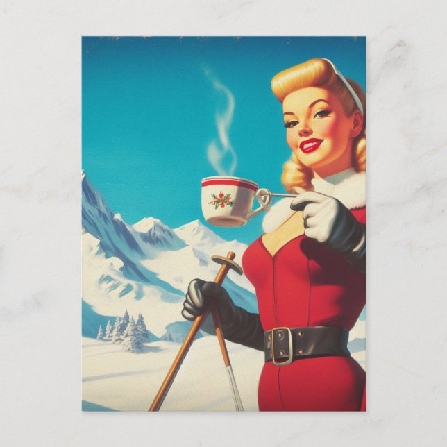 Vintage Winter Girl Postcard (Front)