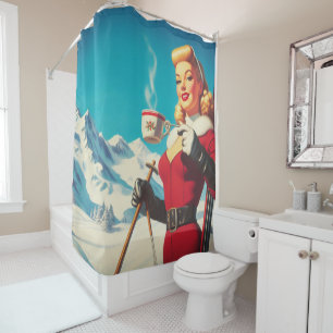 Vintage Winter Girl Shower Curtain