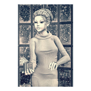 Vintage Winter Holiday Girl Portrait Art Photo Print
