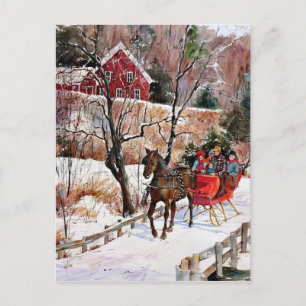 Vintage Winter Horse and Sleigh Postcard