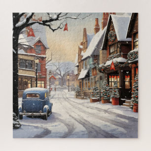 Vintage Winter in City Jigsaw Puzzle