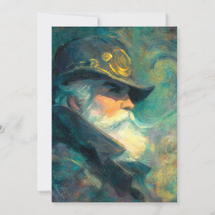 Vintage Winter Old Man Portrait Announcement