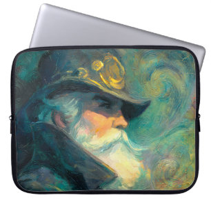 Vintage Winter Old Man Portrait Laptop Sleeve