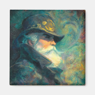 Vintage Winter Old Man Portrait Magnet